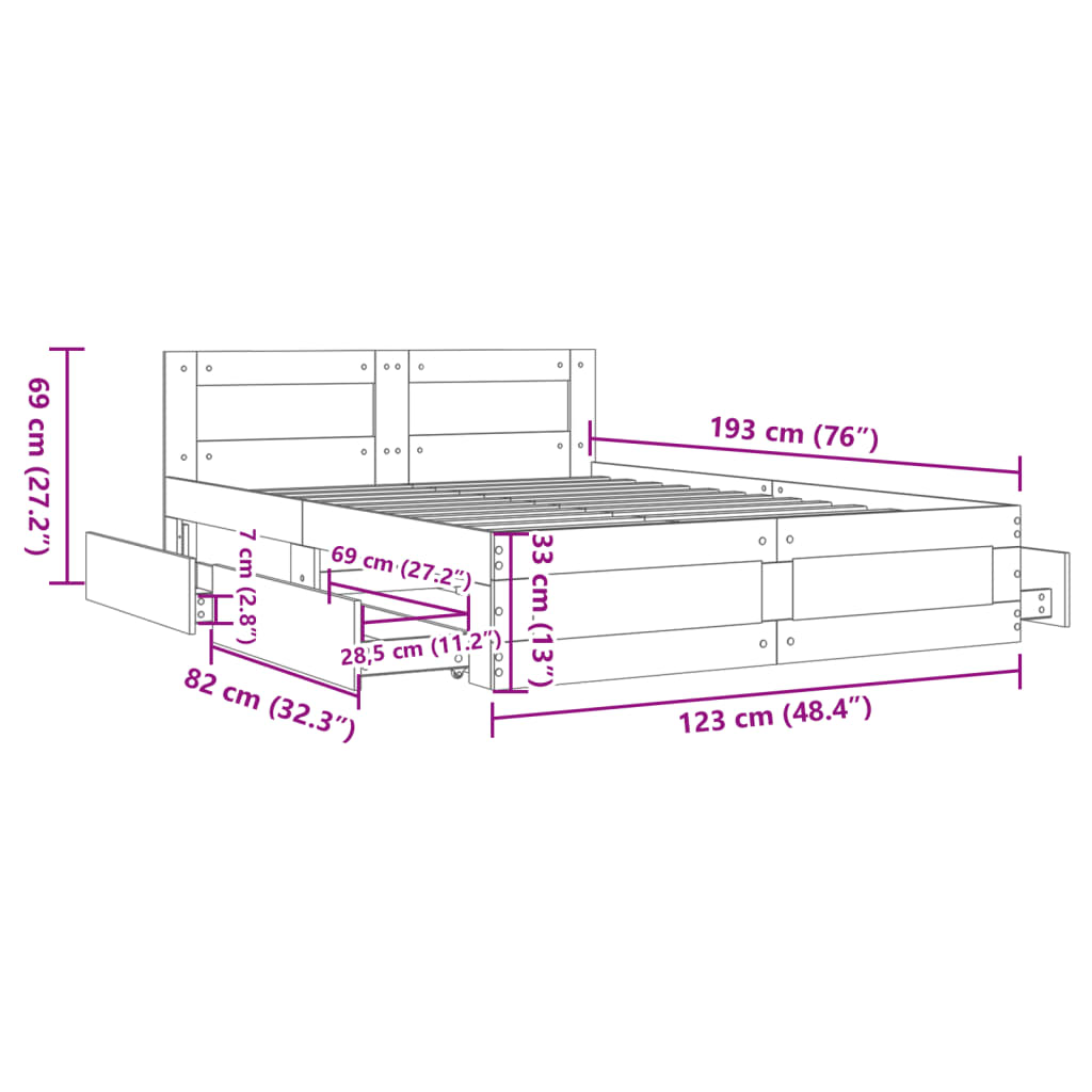 Bettgestell mit Kopfteil Betongrau 120x190 cm Holzwerkstoff