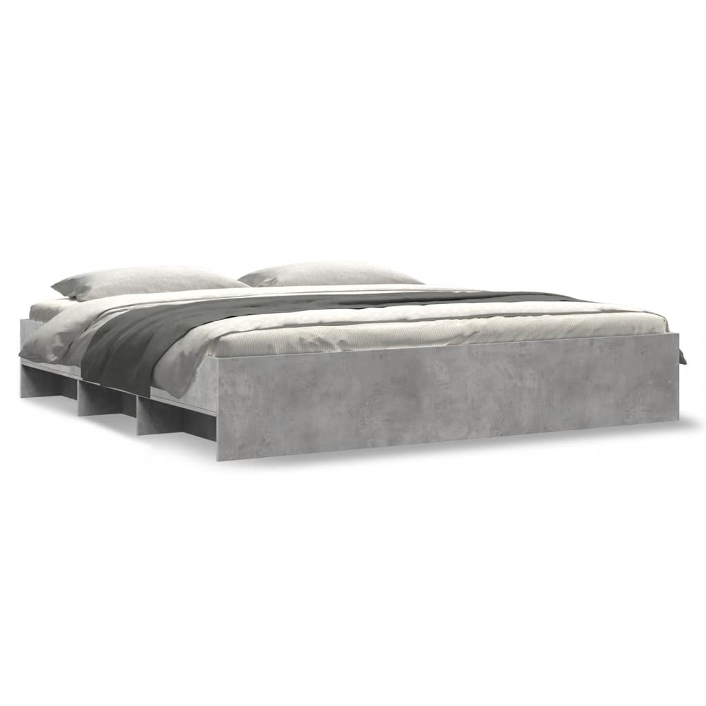 Bed frame concrete grey 200x200 cm wood material