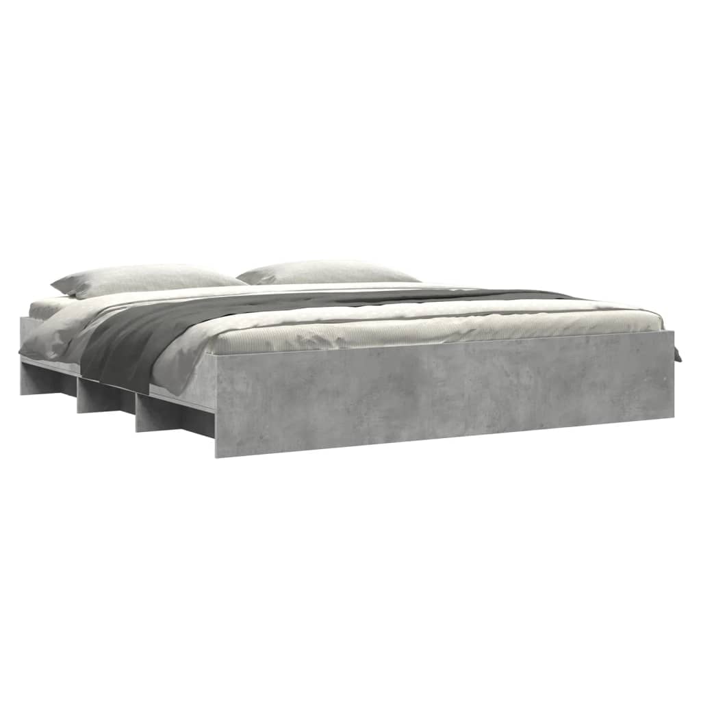 Bed frame concrete grey 200x200 cm wood material