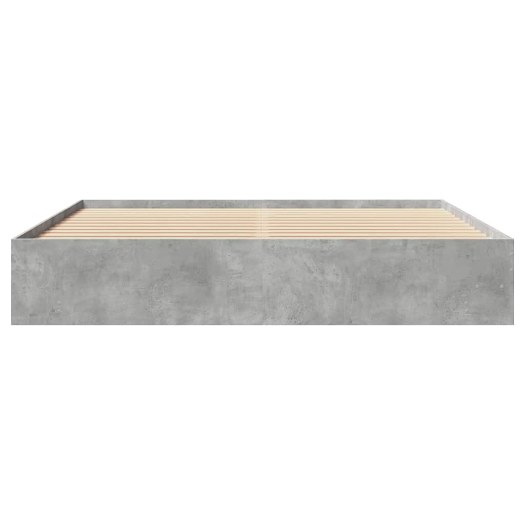 Bed frame concrete grey 200x200 cm wood material
