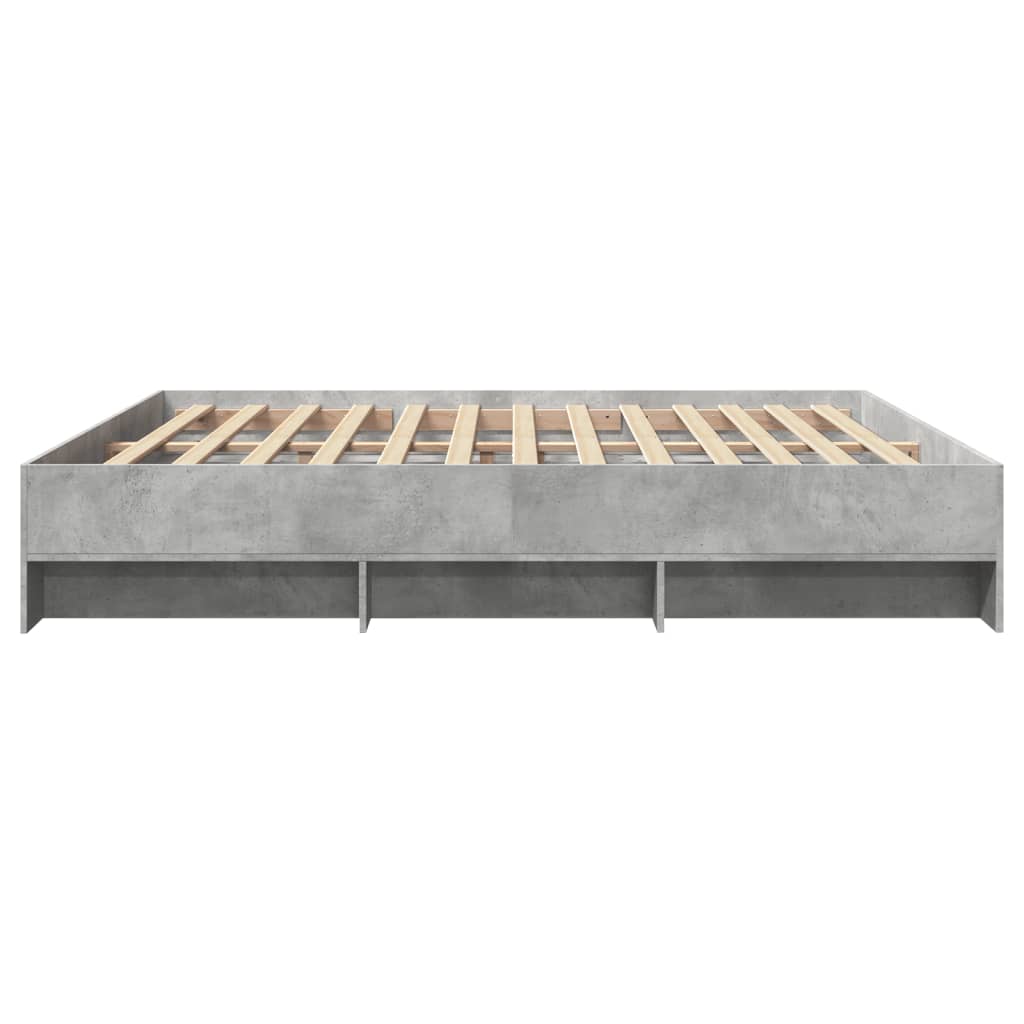 Bed frame concrete grey 200x200 cm wood material