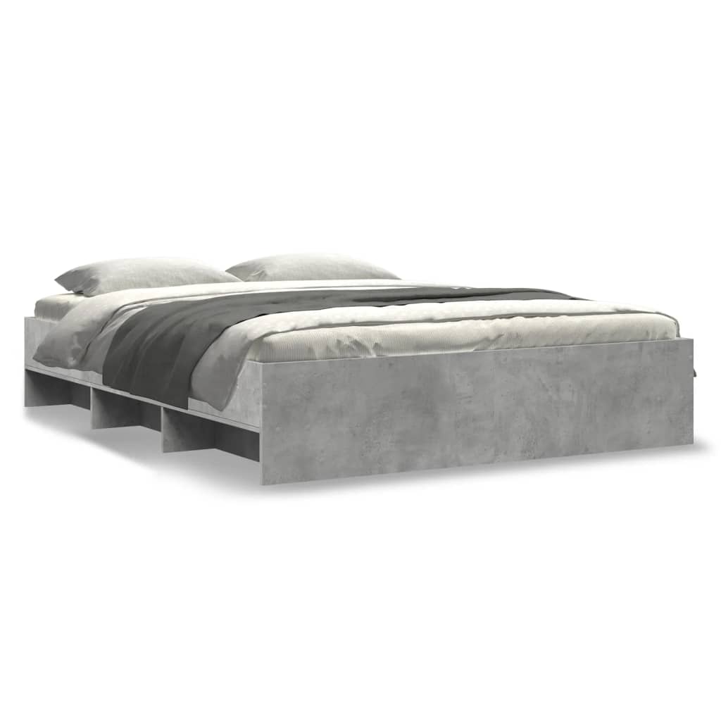 Bed frame concrete grey 150x200 cm wood material