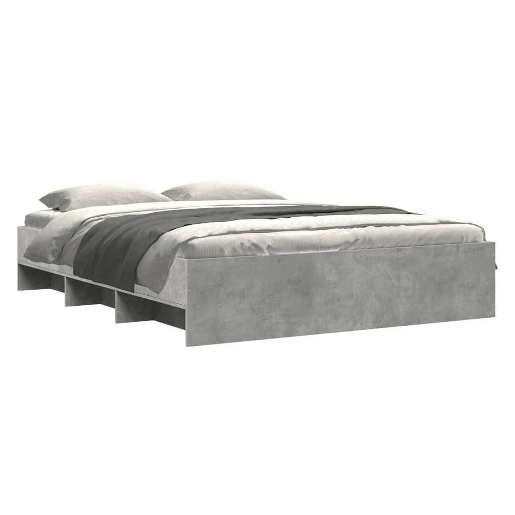 Bed frame concrete grey 150x200 cm wood material