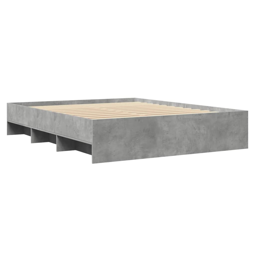 Bed frame concrete grey 150x200 cm wood material