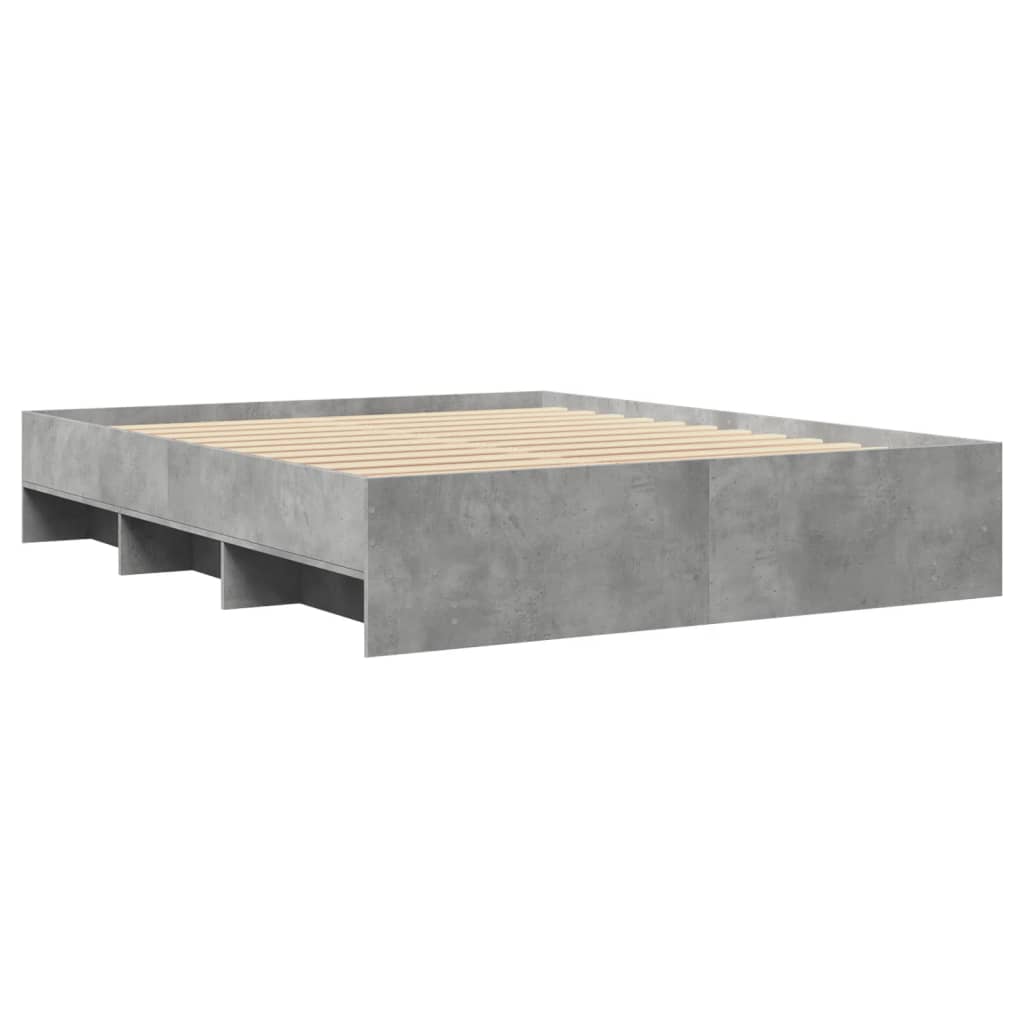 Bed frame concrete grey 150x200 cm wood material