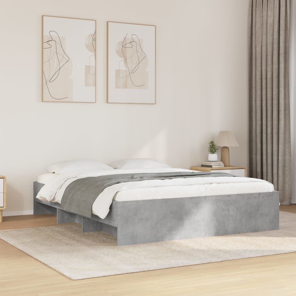 Bed frame concrete grey 150x200 cm wood material