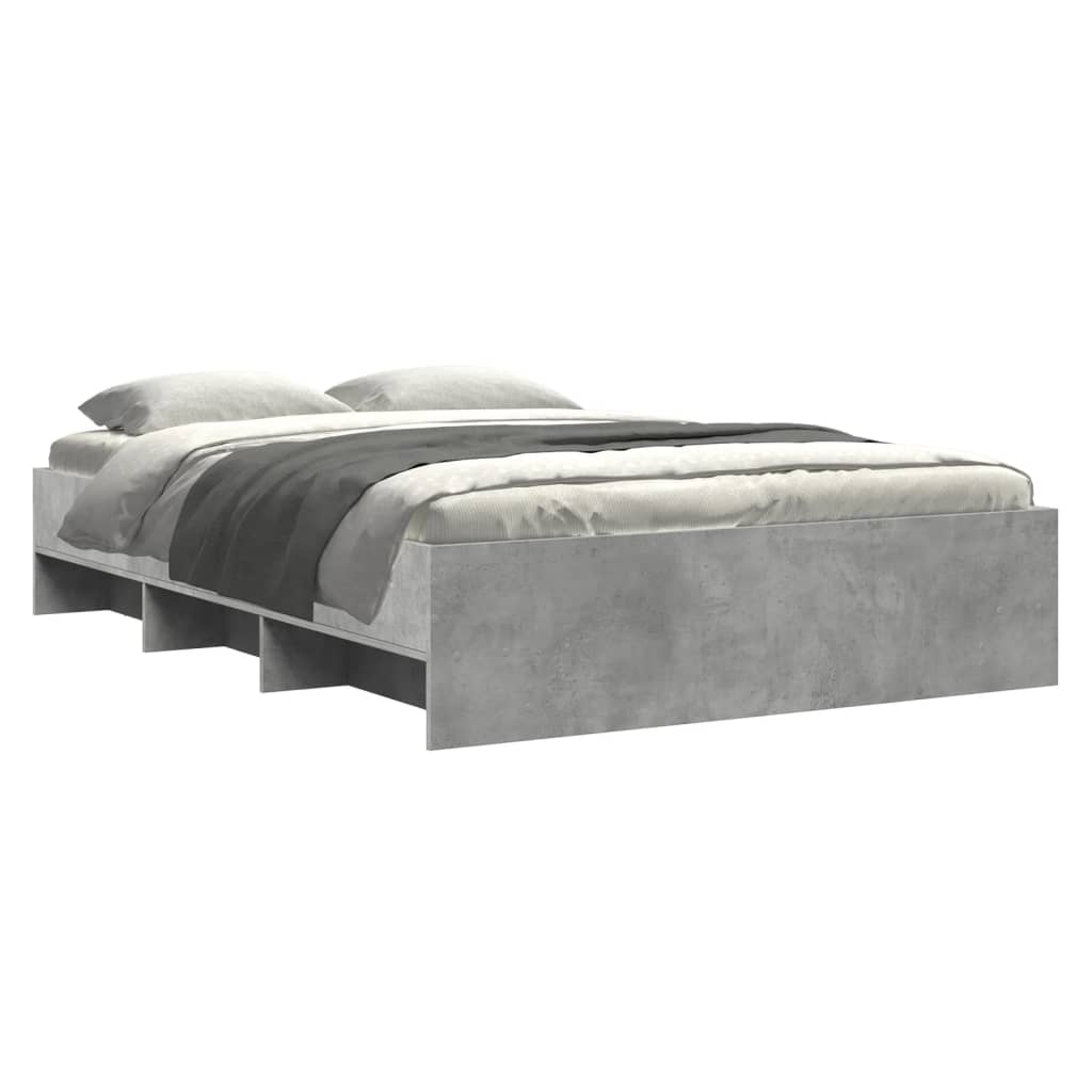 Bed frame concrete grey 140x200 cm wood material