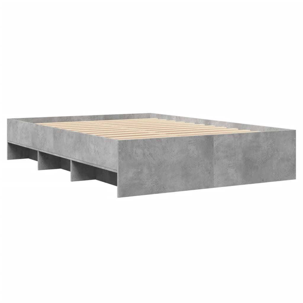 Bed frame concrete grey 140x200 cm wood material