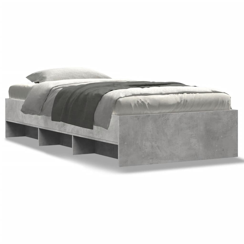 Bed frame concrete grey 100x200 cm wood material