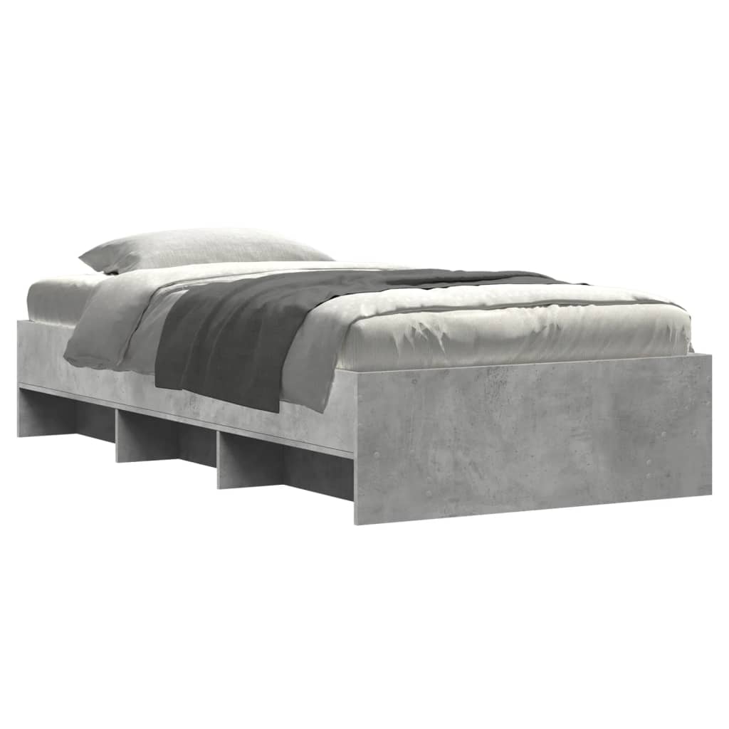 Bed frame concrete grey 100x200 cm wood material