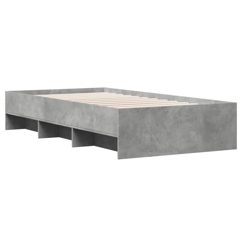 Bed frame concrete grey 100x200 cm wood material