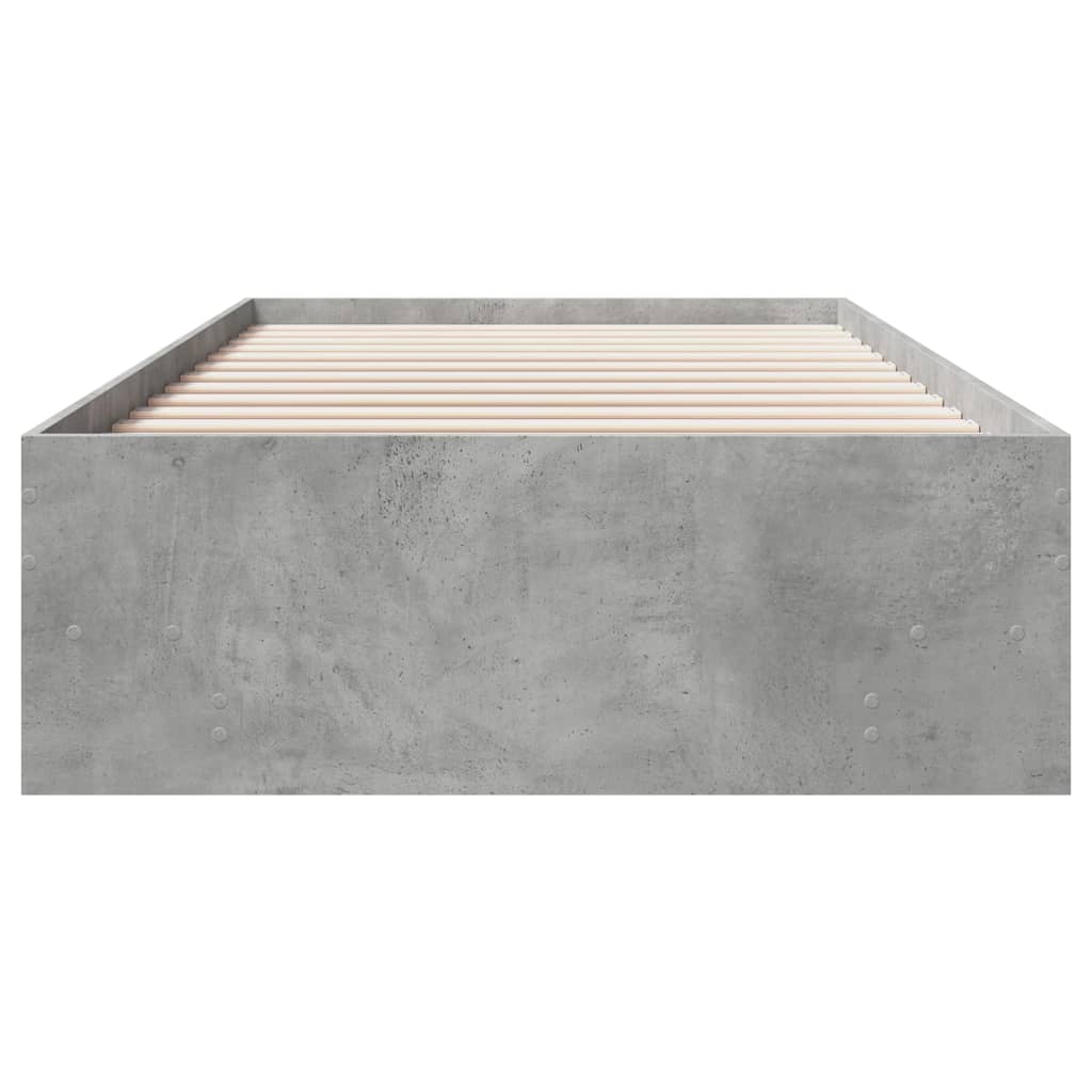 Bed frame concrete grey 100x200 cm wood material