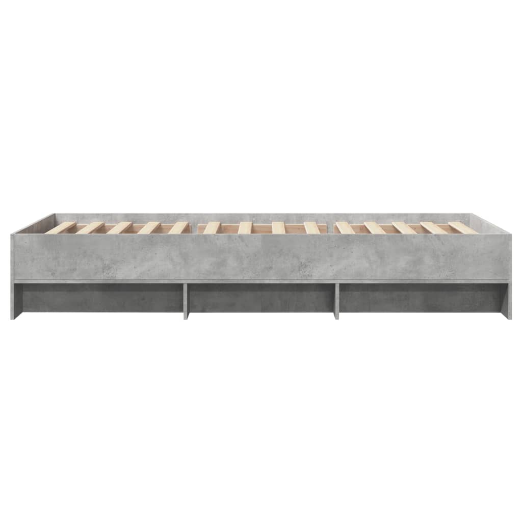Bed frame concrete grey 100x200 cm wood material