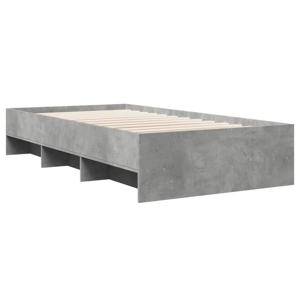 Bed frame concrete grey 100x200 cm wood material