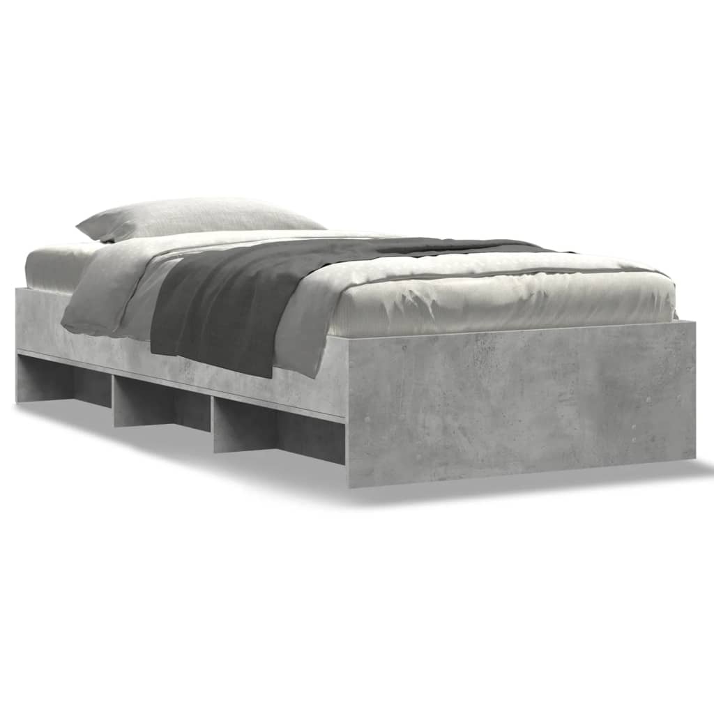 Bed frame concrete grey 90x200 cm wood material
