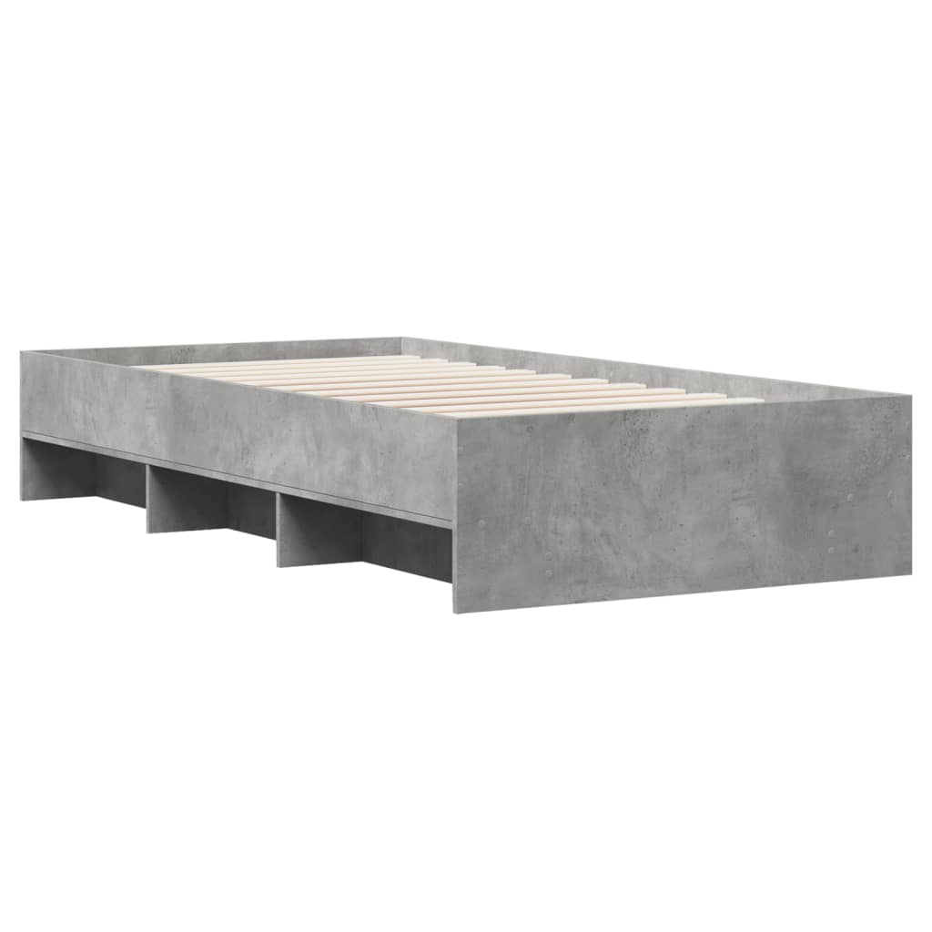 Bed frame concrete grey 90x200 cm wood material