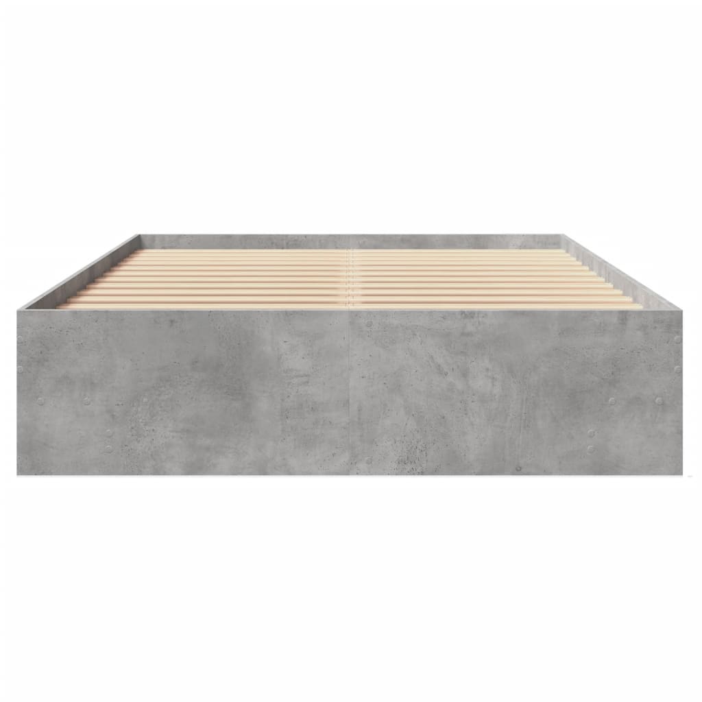 Bed frame concrete grey 140x190 cm wood material