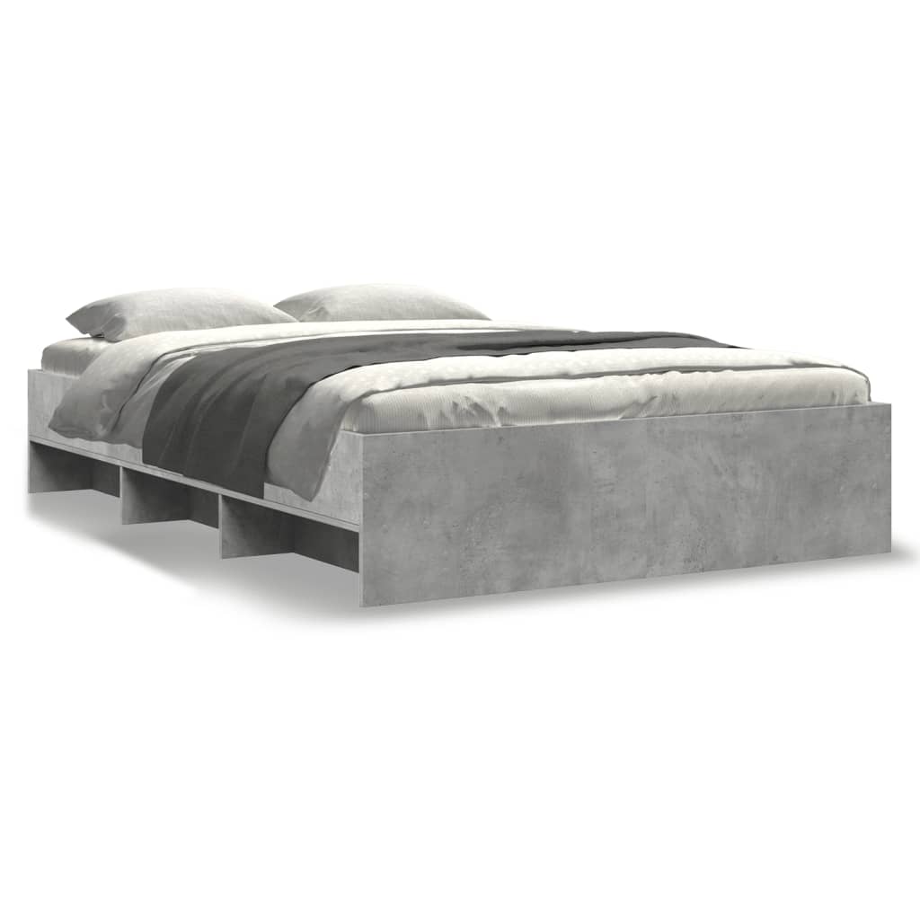 Bed frame concrete grey 135x190 cm wood material