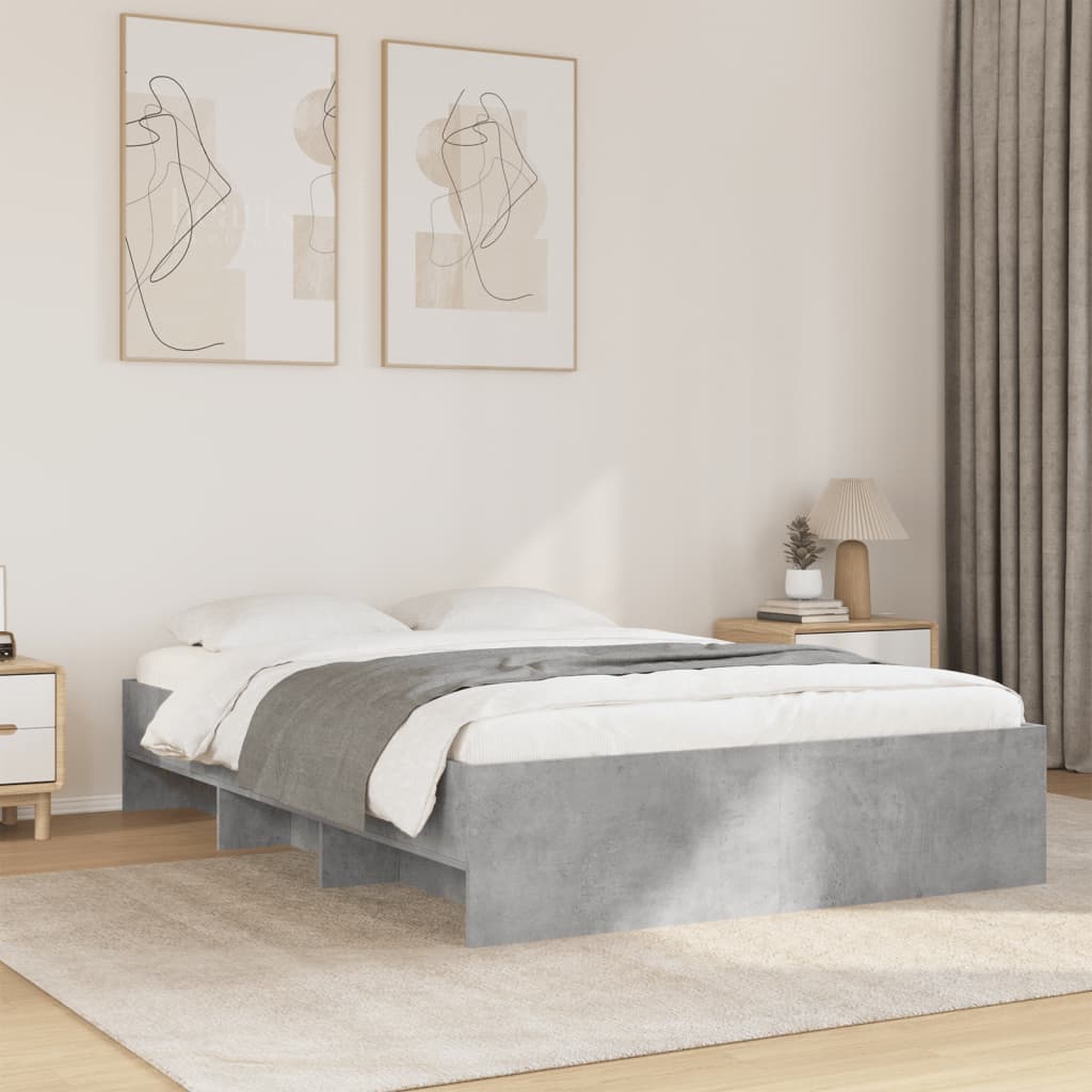 Bed frame concrete grey 120x190 cm wood material