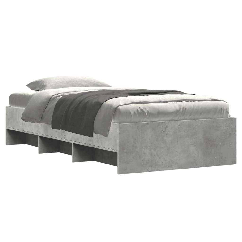 Bed frame concrete grey 90x190 cm wood material