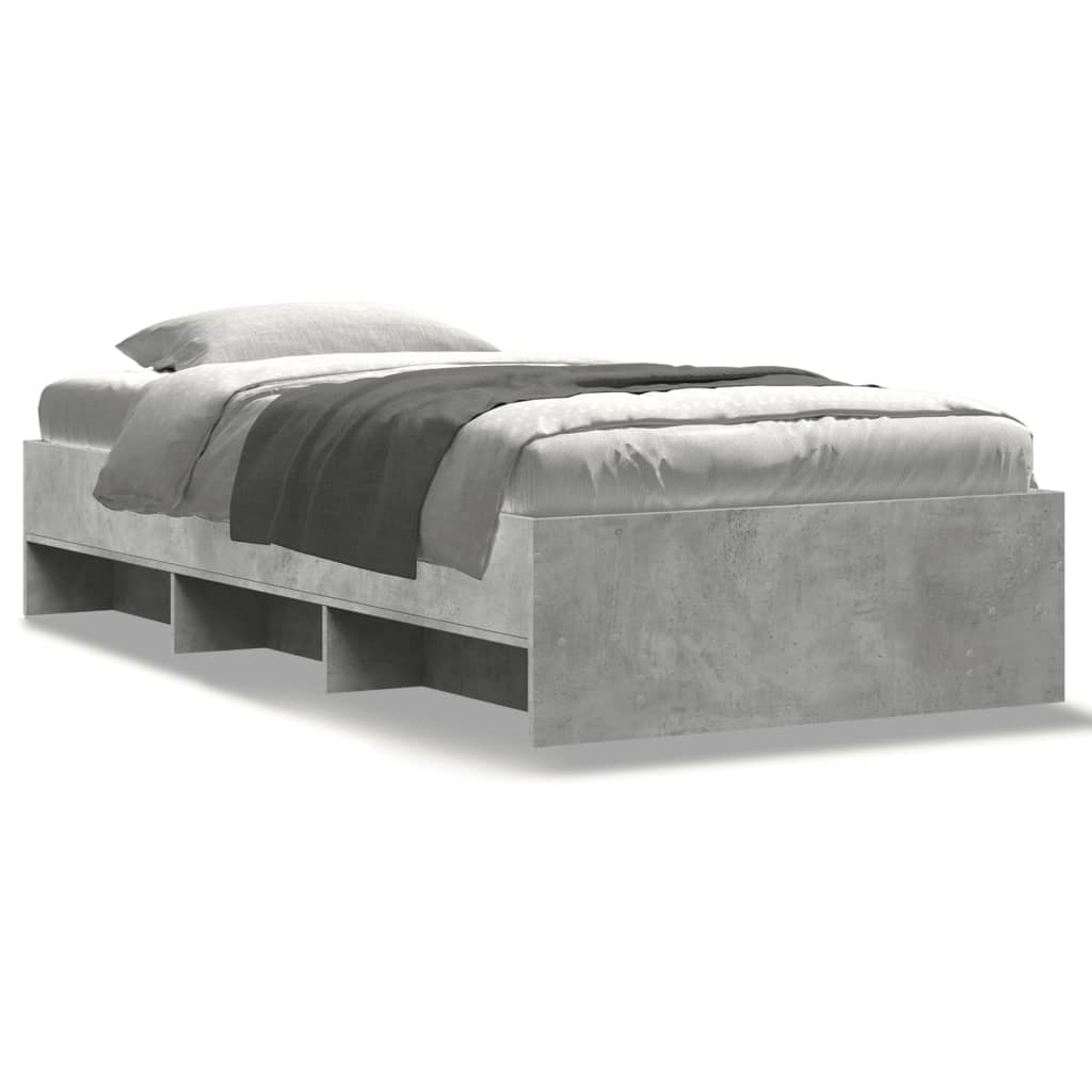 Bed frame concrete grey 75x190 cm wood material