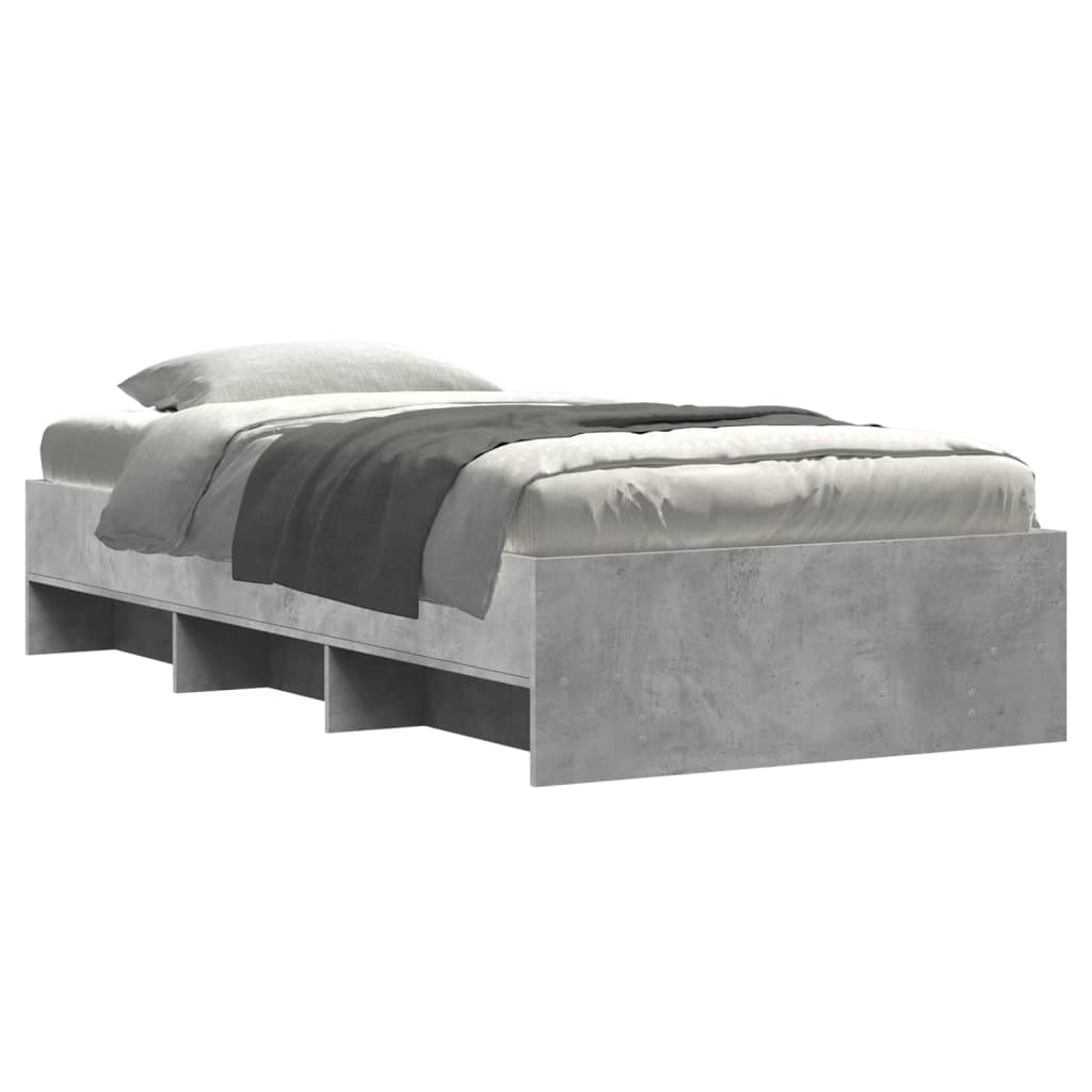 Bed frame concrete grey 75x190 cm wood material