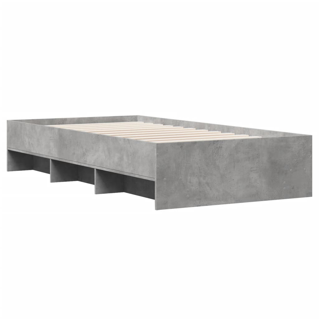 Bed frame concrete grey 75x190 cm wood material