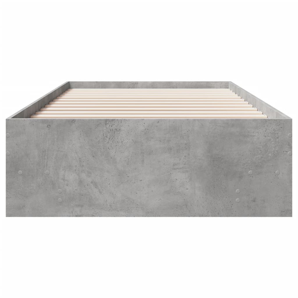 Bed frame concrete grey 75x190 cm wood material