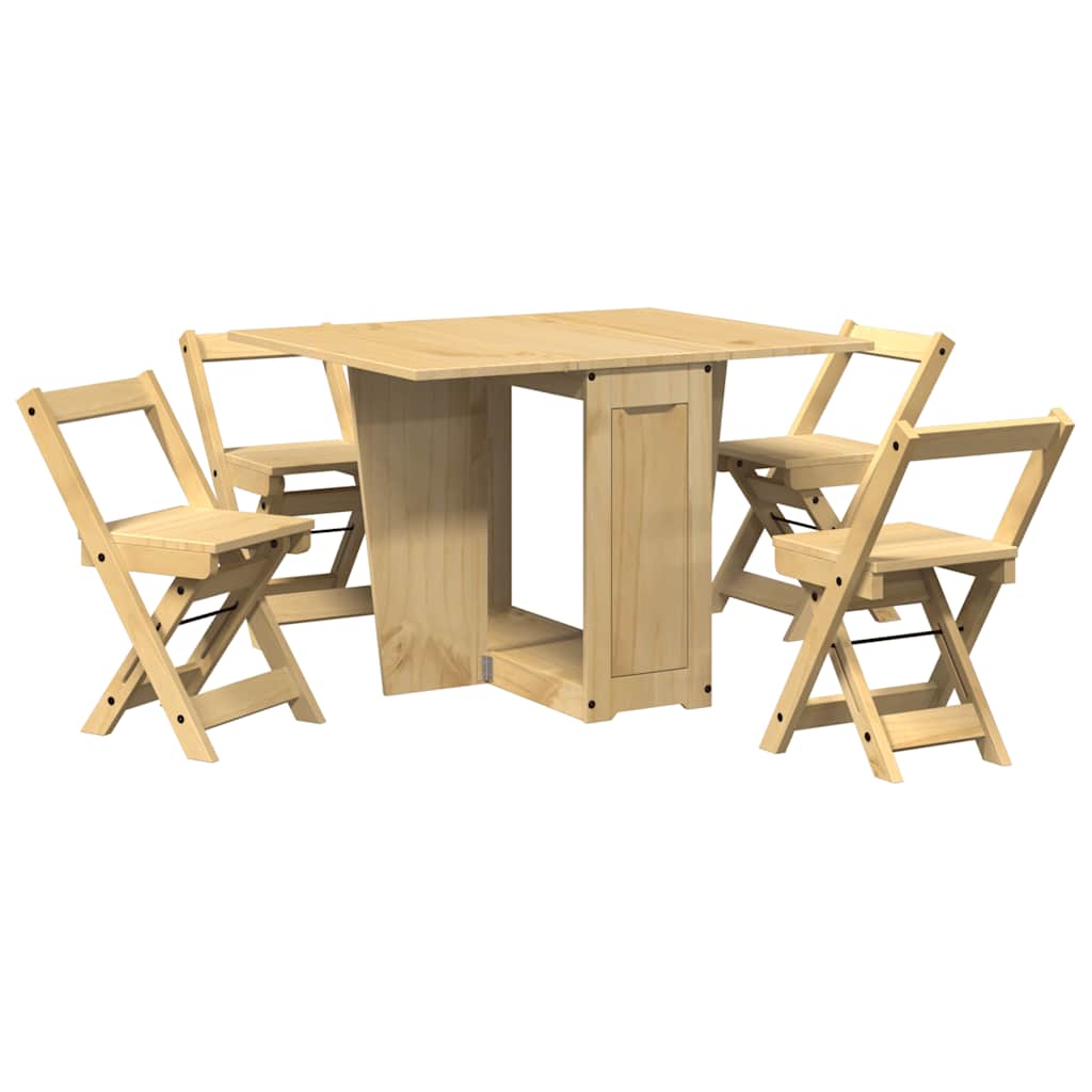 5-piece butterfly dining table set Corona wax brown pinewood