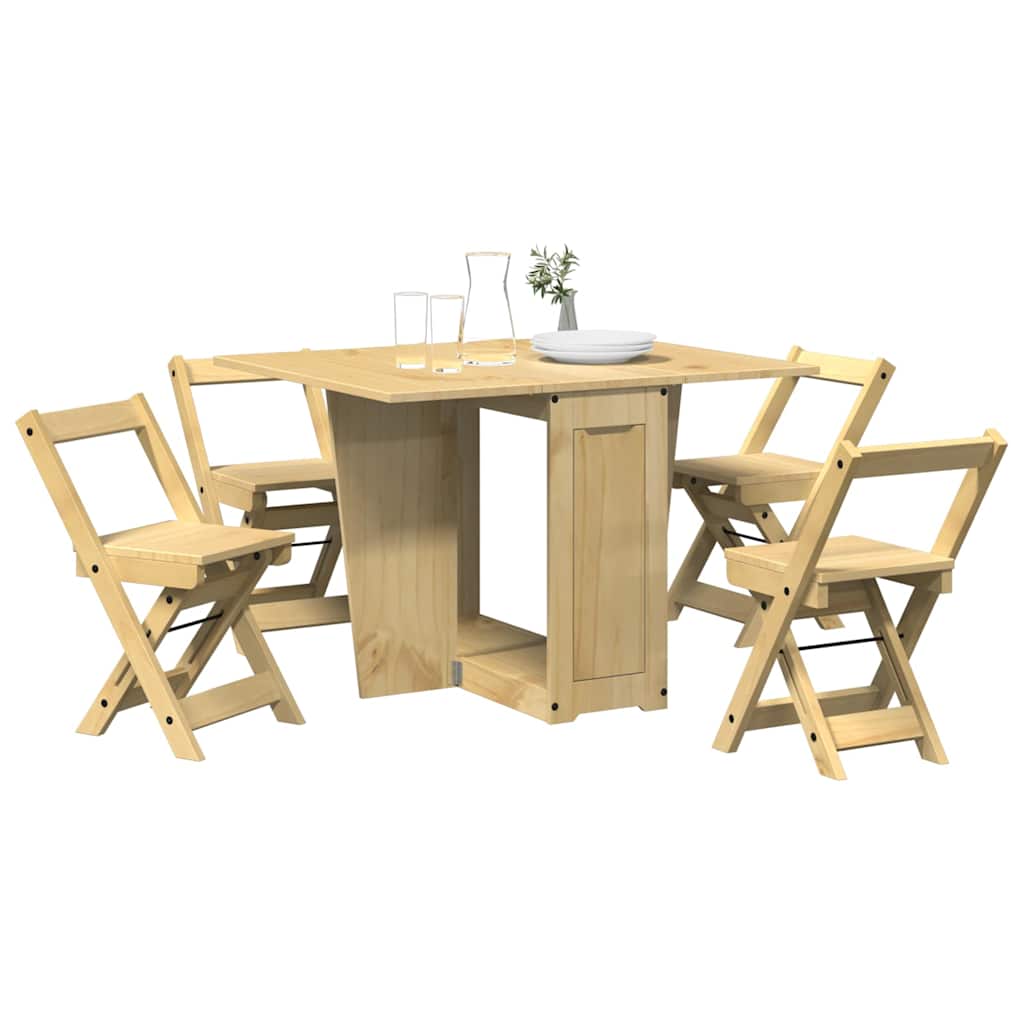 5-piece butterfly dining table set Corona wax brown pinewood