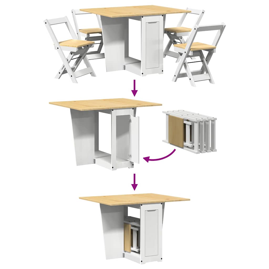 5-piece butterfly dining table set Corona White Pinewood