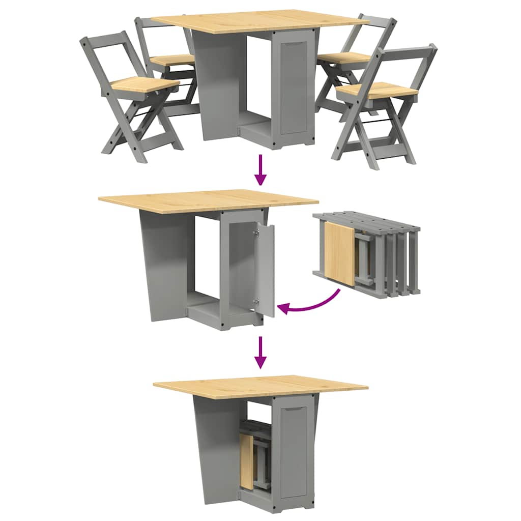 5-piece butterfly dining table set Corona Grey pinewood