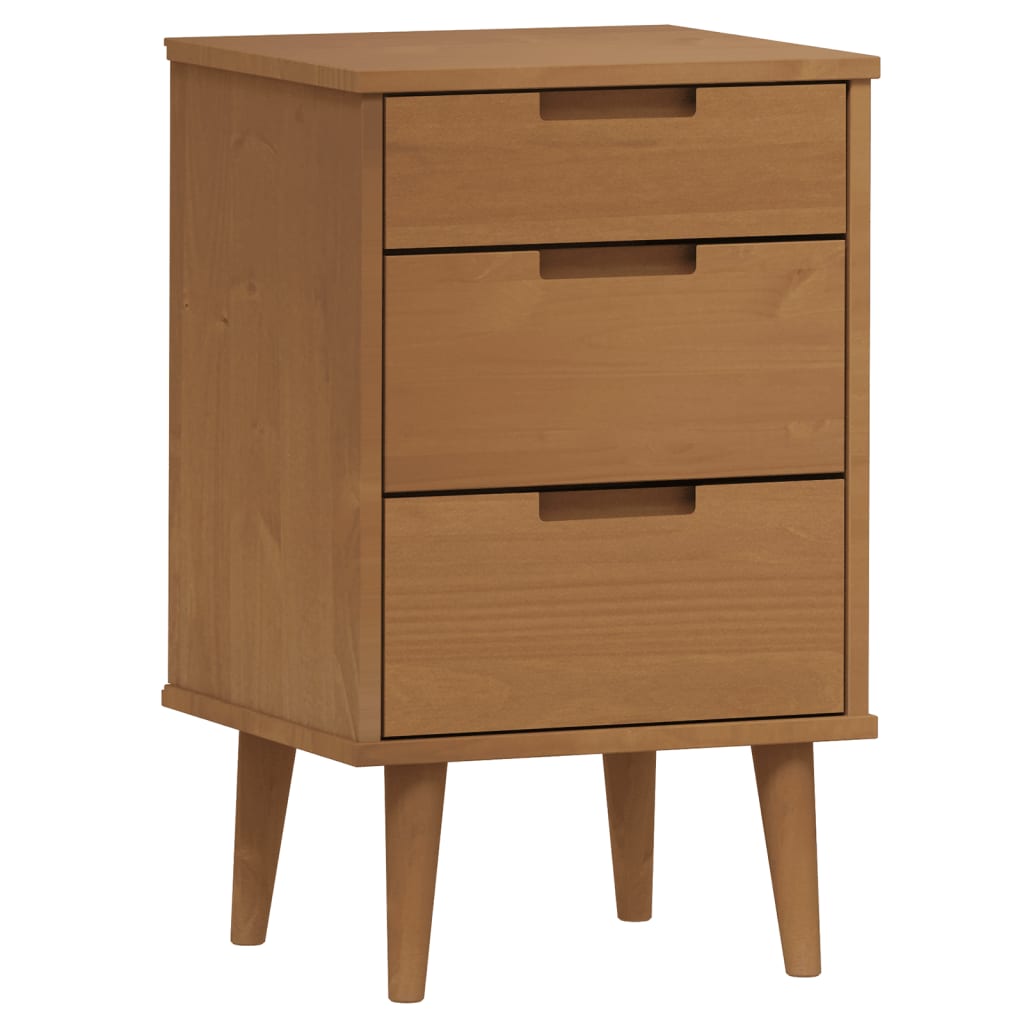 Table de chevet MOLDE marron 40x35x65 cm en bois de pin massif