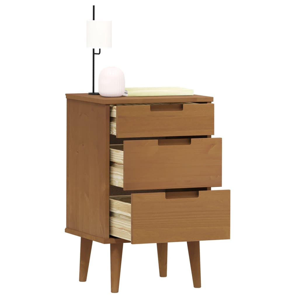 Table de chevet MOLDE marron 40x35x65 cm en bois de pin massif
