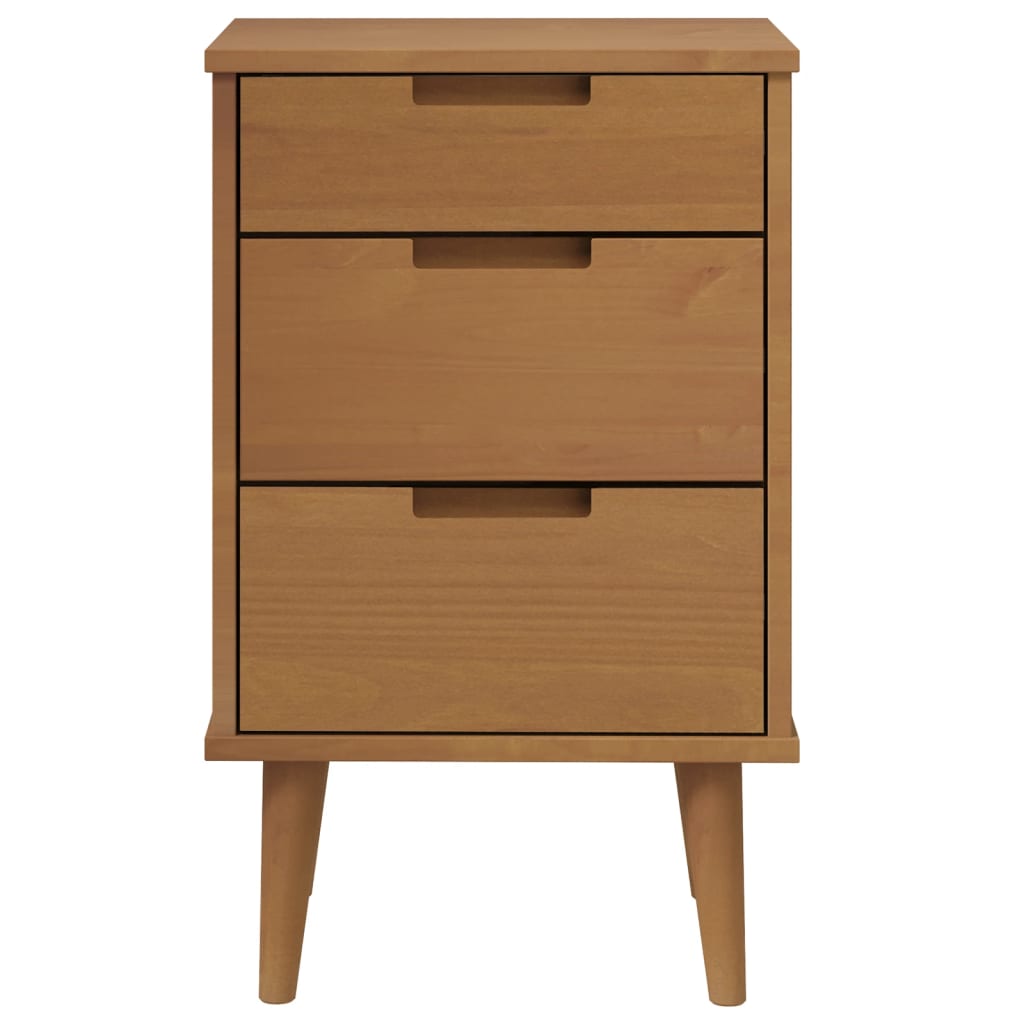 Table de chevet MOLDE marron 40x35x65 cm en bois de pin massif