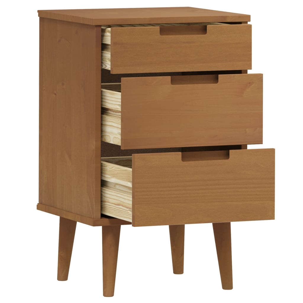 Table de chevet MOLDE marron 40x35x65 cm en bois de pin massif