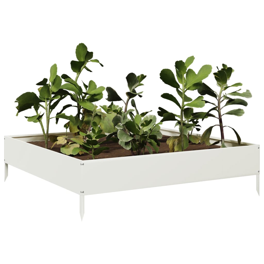 Raised Bed White 100x100x26 cm Steel
