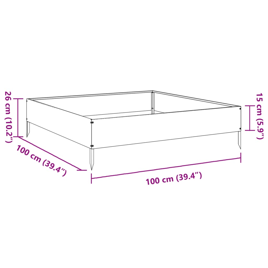 Raised Bed White 100x100x26 cm Steel