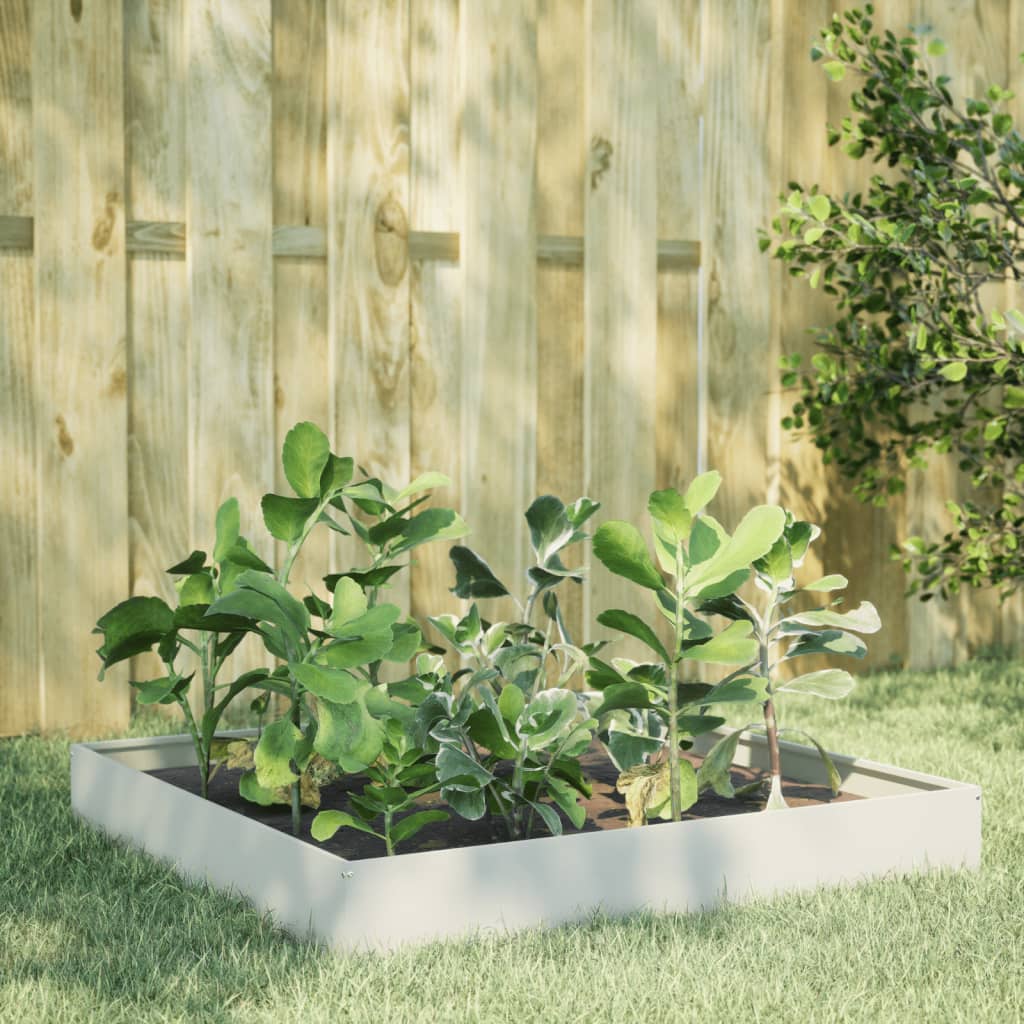 Raised Bed White 100x100x26 cm Steel