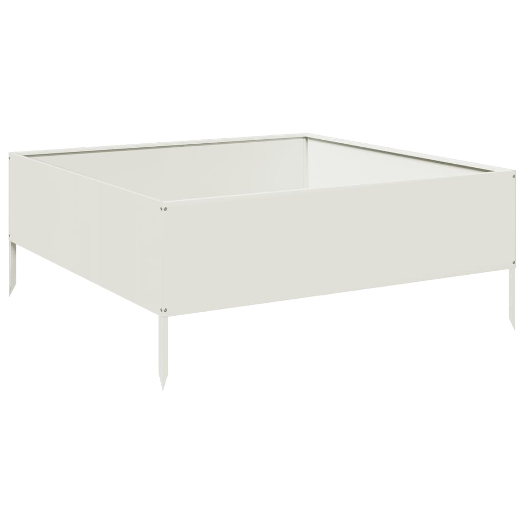 Raised Bed White 100x100x25 cm Steel