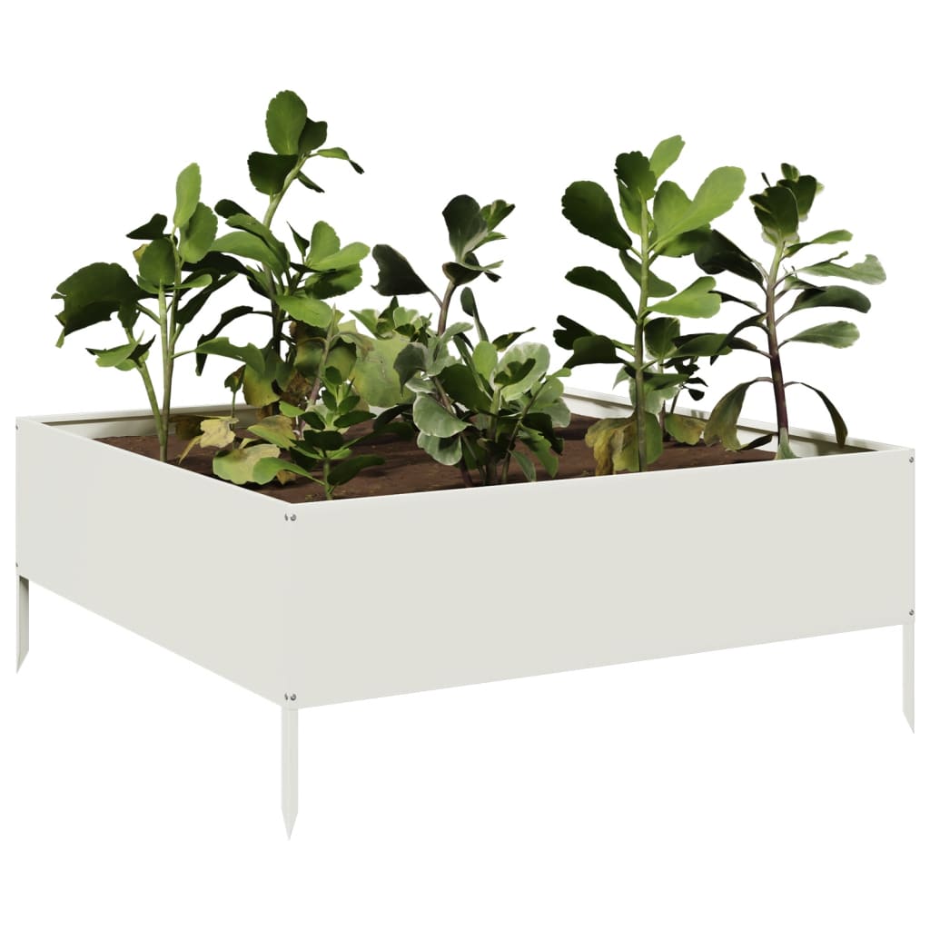 Raised Bed White 100x100x25 cm Steel