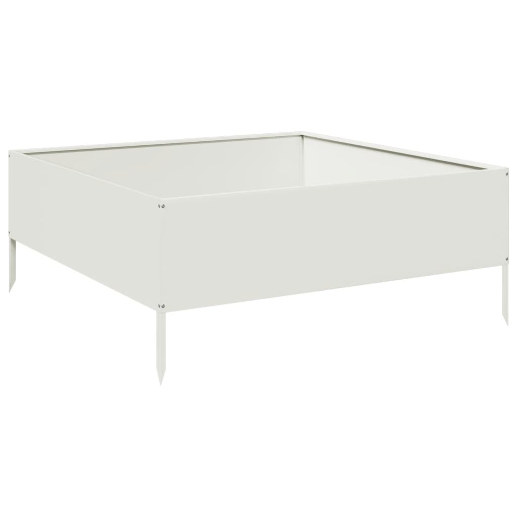 Raised Bed White 100x100x25 cm Steel