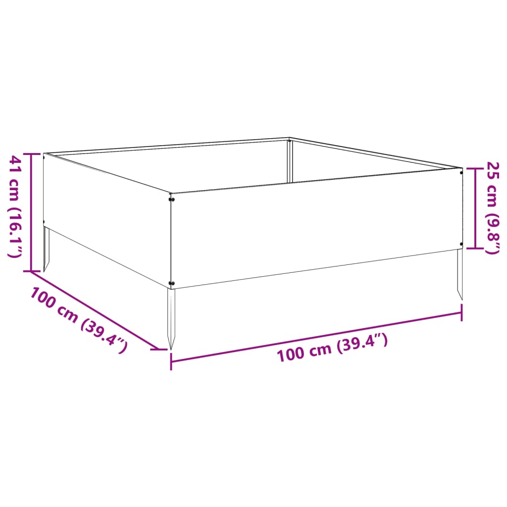 Raised Bed White 100x100x25 cm Steel