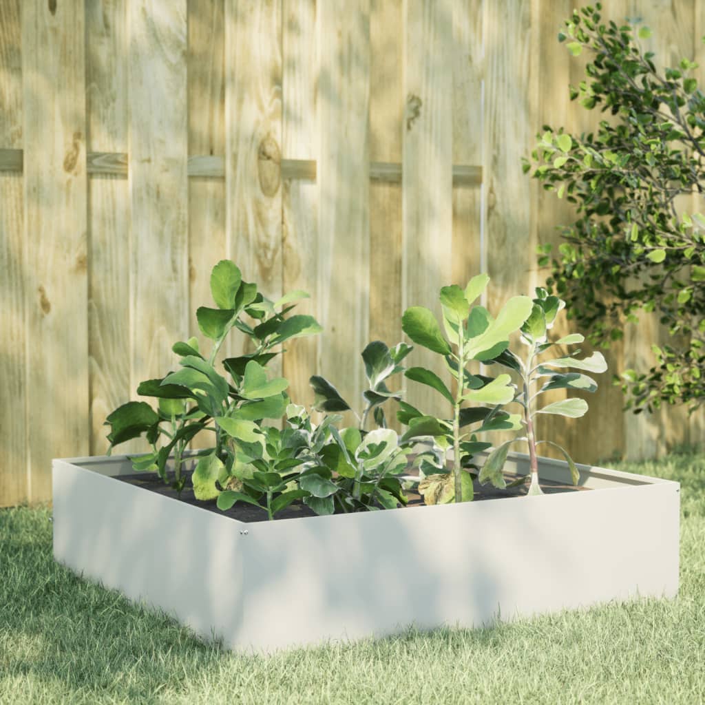 Raised Bed White 100x100x25 cm Steel