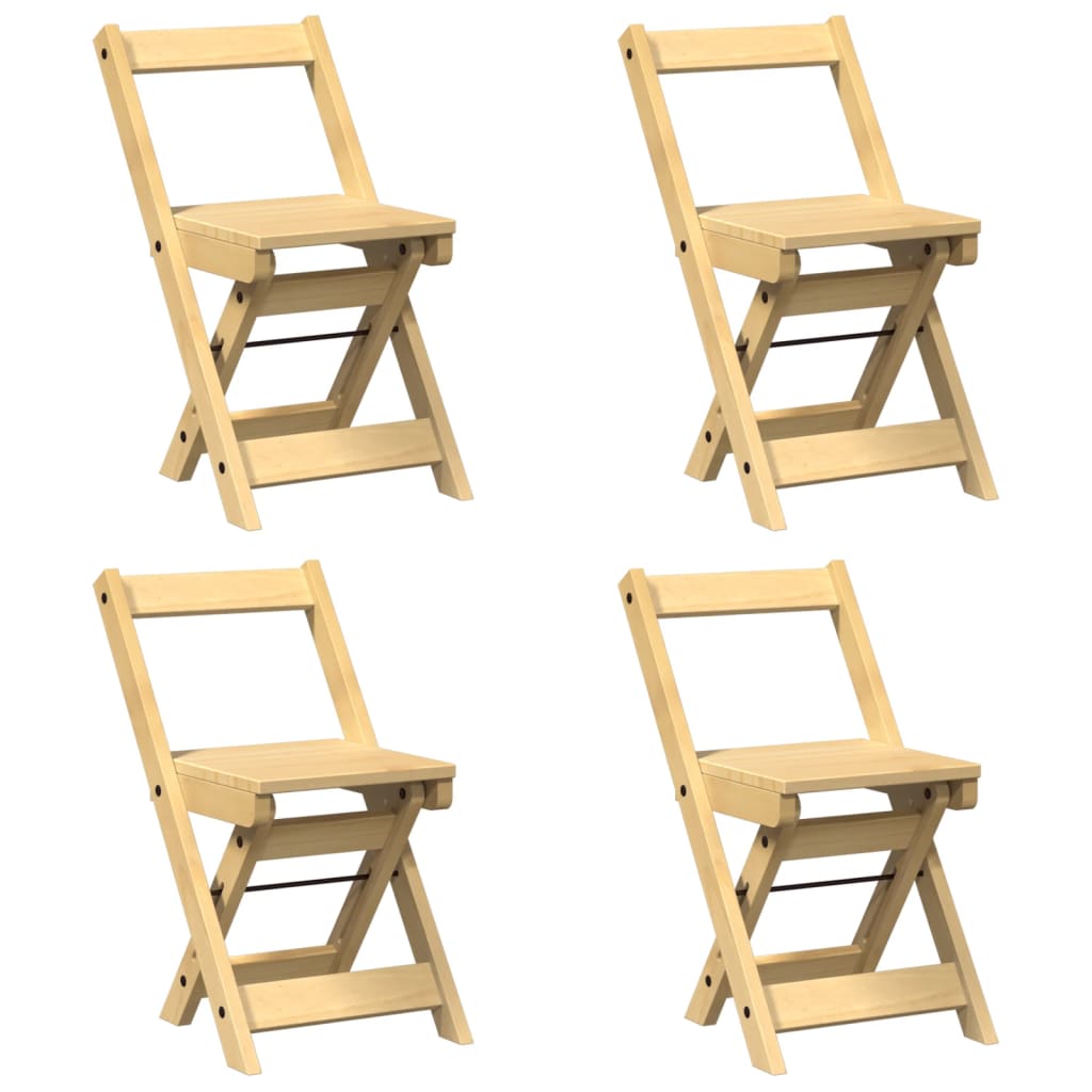 Dining Chairs Folding 4 pcs. Corona Wax Brown Solid Wood