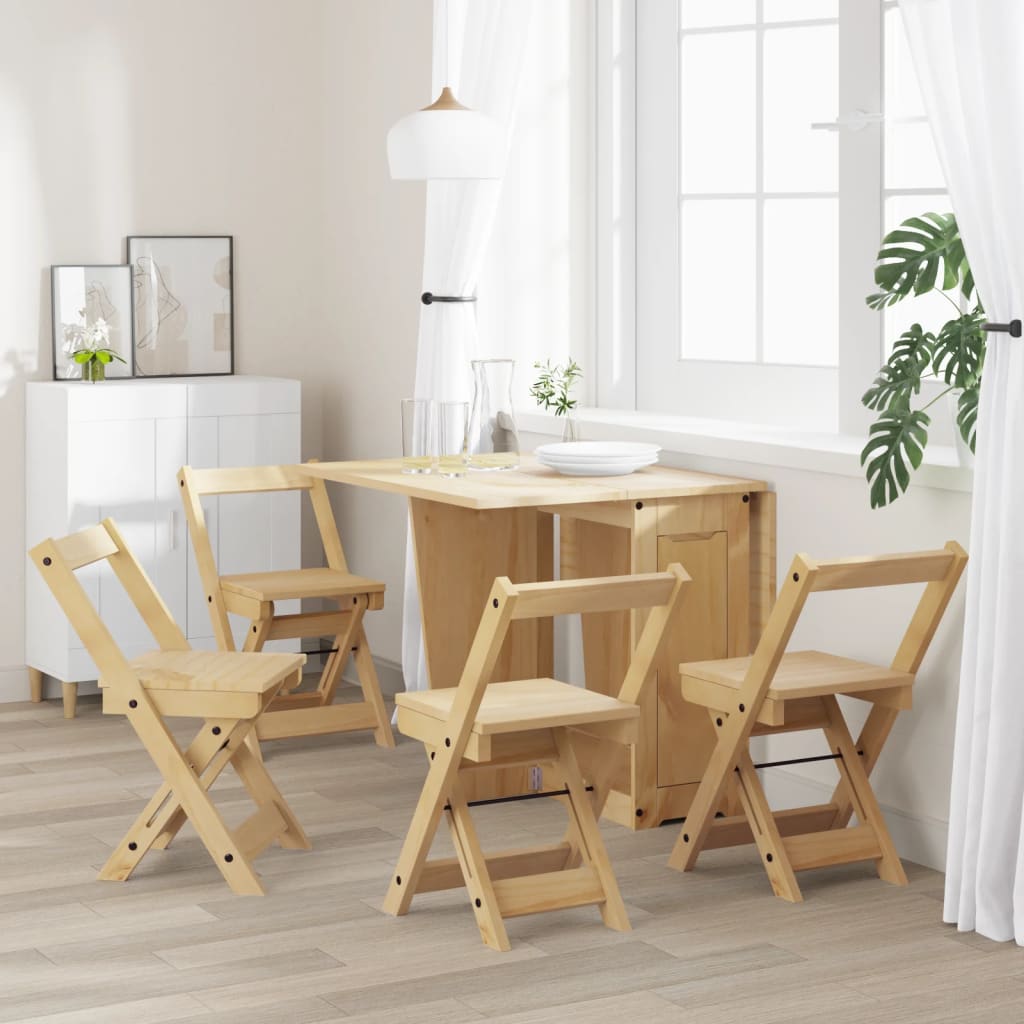 Dining Chairs Folding 4 pcs. Corona Wax Brown Solid Wood