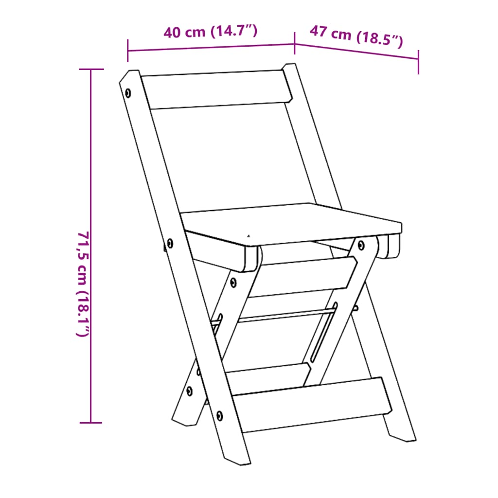 Dining Chairs Folding 4 pcs. Corona Wax Brown Solid Wood