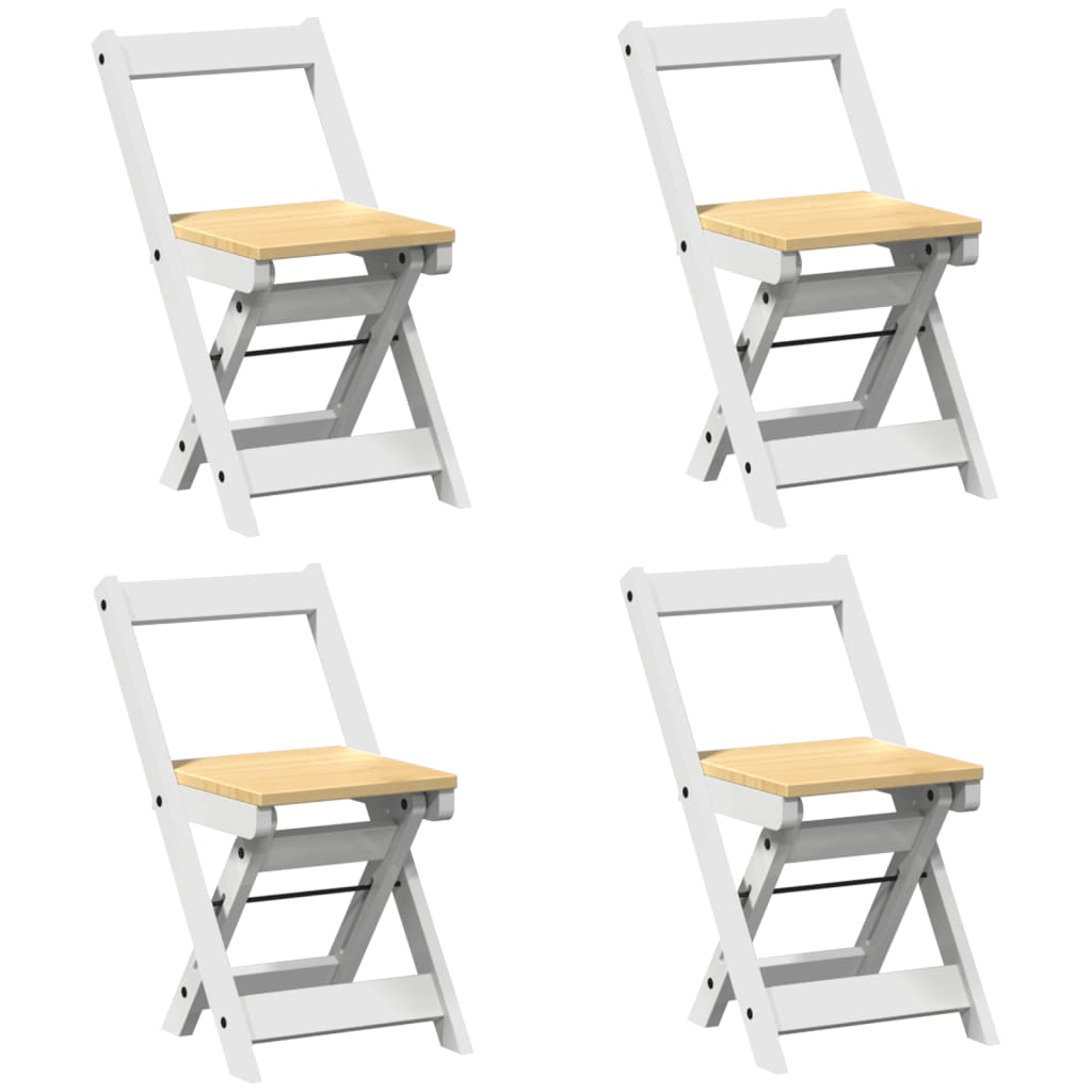 Dining Chairs Folding 4 pcs. Corona White Solid Pine