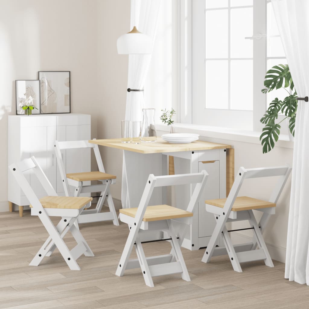 Dining Chairs Folding 4 pcs. Corona White Solid Pine