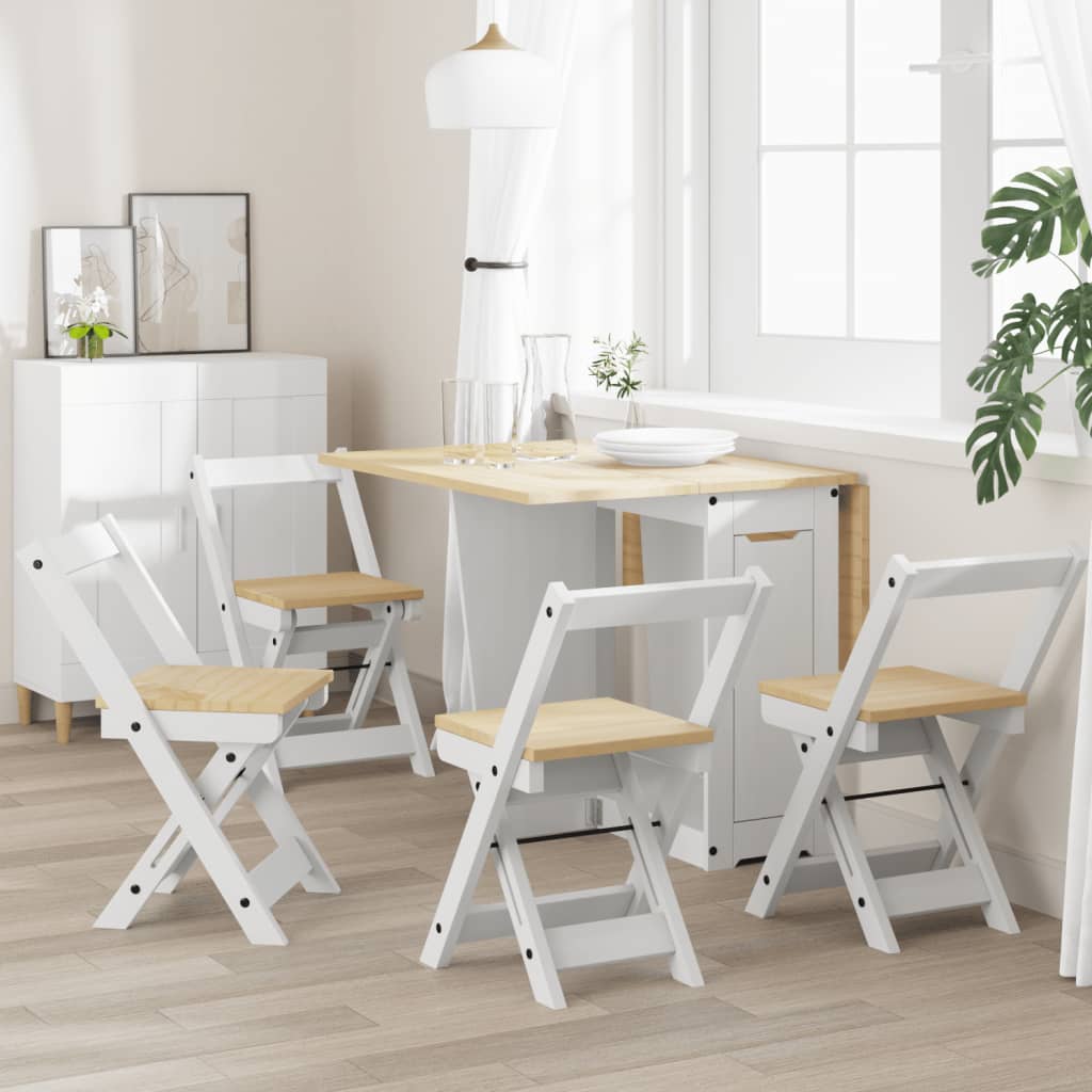 Dining Chairs Folding 4 pcs. Corona White Solid Pine